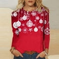 thumbnail image 2 of asdoklhq Mock Neck Sweatshirt Women Christmas Women's Fashion Tees Casual Round Neck Loose T Shirt Long Sleeve Christmas Print Shirt Multicolor 3X, 2 of 6