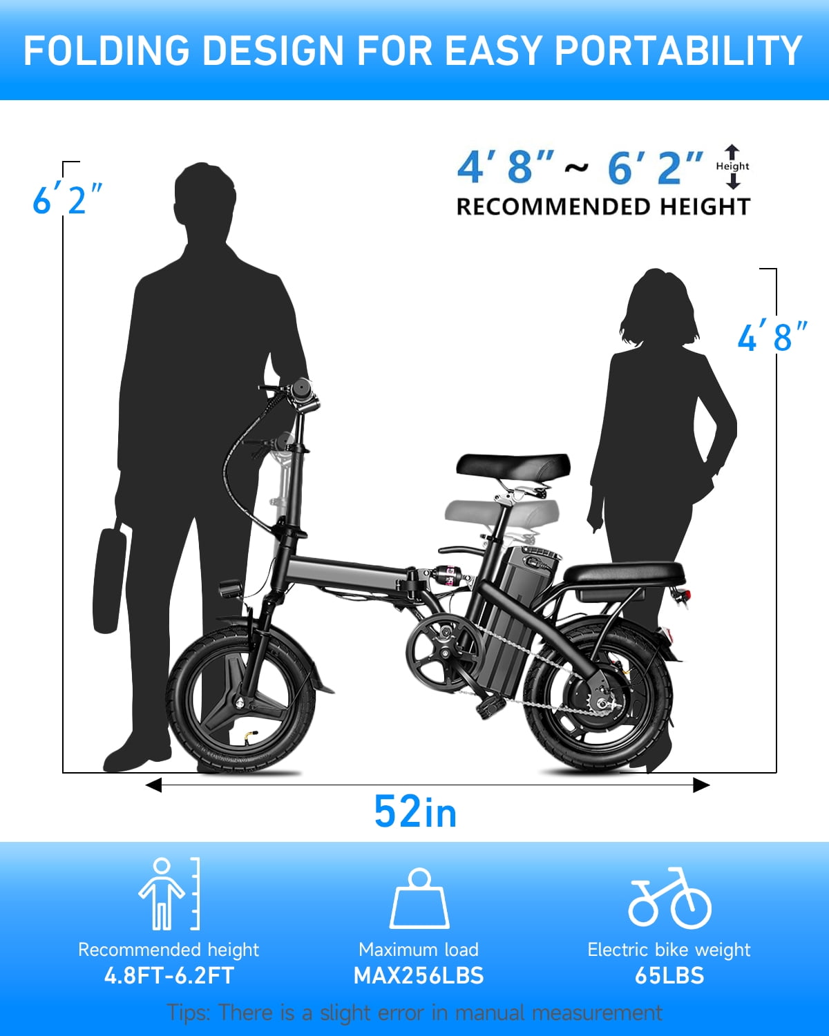 BroPath Electric Bike for Adults, Ebike, Electric Bicycle with 576WH Removable Battery,14" Folding Ebike, 20MPH,20+ Miles(MAX),500W Motor,Multi-Shock Absorption,Commuting Mini E Bikes,UL2849