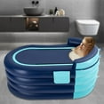 thumbnail image 6 of SHZICMY Inflatable Bathtub Portable Foldable Inflatable Adult Bathtub with Wireless Electric Air Pump PVC Blow Up Bathtub for Indoor Outdoor Home Spa Blue, 6 of 7