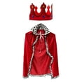 thumbnail image 2 of Disfraz de rey para niños, de rey y corona, accesorios de disfraz para fiestas temáticas de vacaciones, actuaciones en escenario, juegos de simul Rojo, 2 of 9
