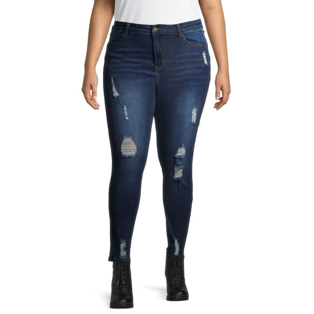 Wax Jean Wax Jean Juniors’ Plus Destructed Skinny Jeans