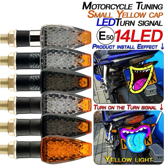 2PCS Universal 12V Motorcycle LED Turn Signals Long Short Turn Signal Indicator Lights Rear Blinker Indicator Tail Light