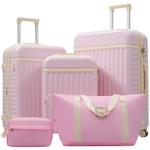 Hard Shell Luggage Luggage Set 5 Piece, Hardside Carry on Suitcase , Expandable Luggage with Travel Bags Spinner Wheels TSA Lock,Carry On Hard Shell Luggage