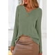 thumbnail image 2 of Camisa PRETTYGARDEN Mujer Manga Larga Cuello en V Acanalada Verde, 2 of 8