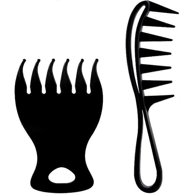 KAIYANG Peine de dientes anchos para hombres, peine antiestático para peinar, herramientas de peluquería para hombres, 2 piezas
