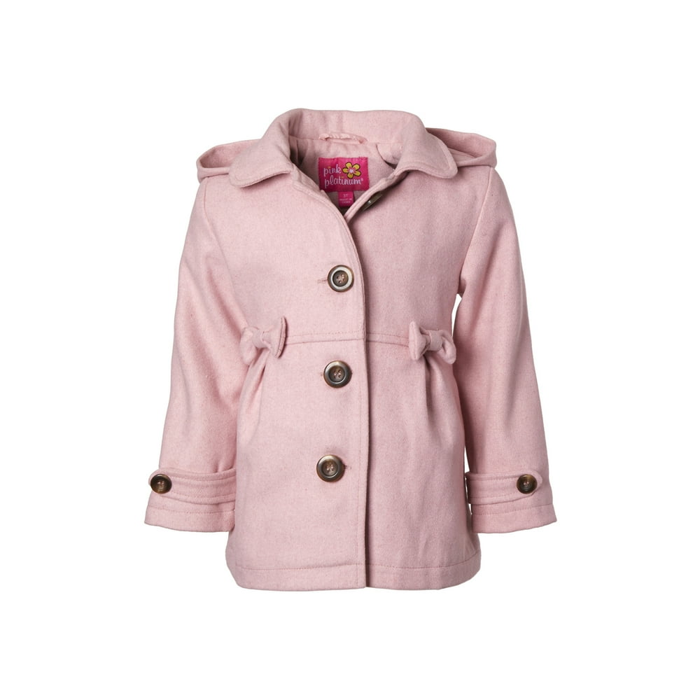 Pink Platinum Pink Platinum Bow waist wool blend coat with hood