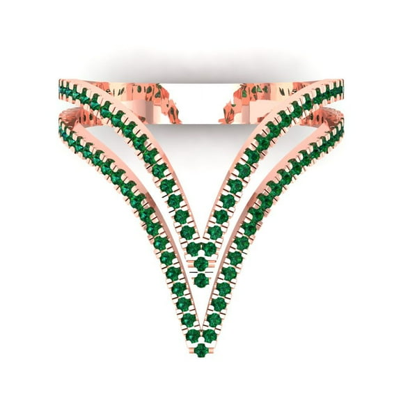 0.525 ct Round Cut Simulated Emerald Statement 14K Rose Gold Womens Engagement Ring
