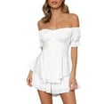 thumbnail image 3 of Women Short Jumpsuit, Short Sleeve Off-shoulder Solid Summer Playsuit for Party Club, 3 of 10