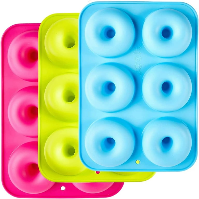 Toplive Silicone Donut Molds 2 Pack Non-Stick Silicone Donut Pan 6 Cavity  Food Grade Baking Molds for Cake Donut Biscuit Bagels Muffins Blue+Pink 