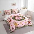 thumbnail image 4 of Homewish Merry Christmas 7pcs Bedding Comforter Set,Kawaii Santa Claus Queen Bedding Sets,Red Berry Xmas Flower Queen Sheet Sets For Girl Kids,Breathable Home Decor Reversible, 4 of 9