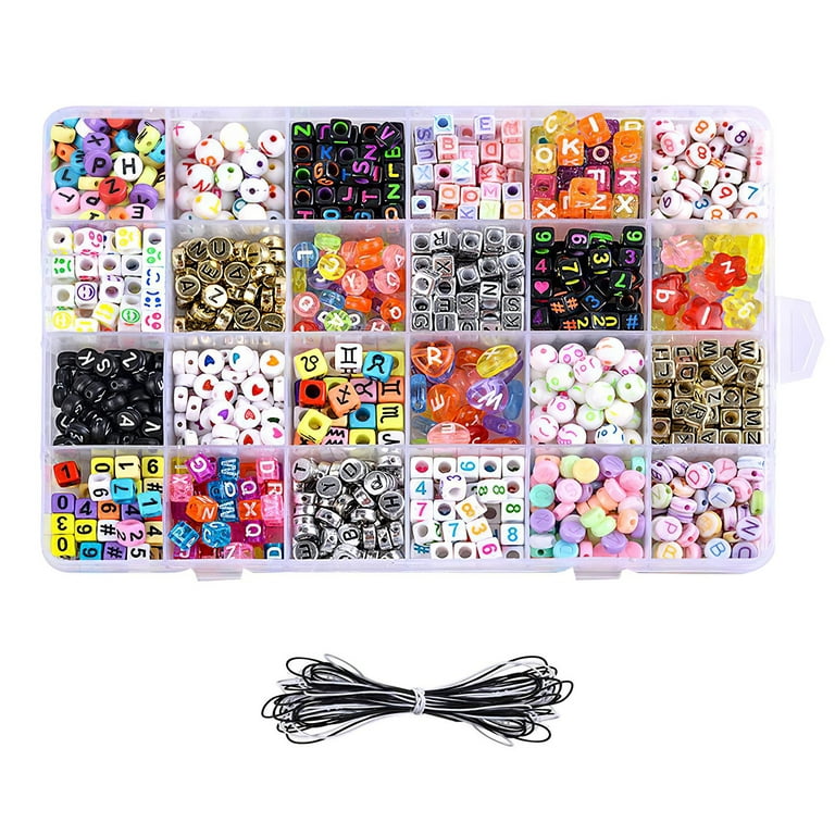 24 Grids Alphabet Beads Colorful A-Z Letter Beads Household Vowel Letter  Beads with Storage Box for Bracelet Necklace Earring 