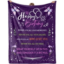 Birthday Gifts for Women Her Sister Girls Wife, Happy Birthday Decorations, Gifts for Mom Grandma, Gifts for Women Birthday Unique, Women Birthday Gift Ideas, Purple Throw Blanket 50x60