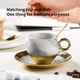thumbnail image 4 of Toystoory Taza de café con trazado de oro de cerámica de estilo europeo, juego de té, platillo, cuchara, tazas con mango dorado, accesorios de Juegos de servir café y té Gris 200ML, 4 of 6