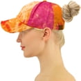 thumbnail image 6 of CC Tie-Dye Criss-Cross Elastic Back Women's Ponytail Dad Cap Hat, 6 of 16