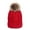 Red, variant on Toptie Womens Winter Fleece Lined Cable Knit Hat Faux Fur Pom Pom Beanie Hat-Maroon