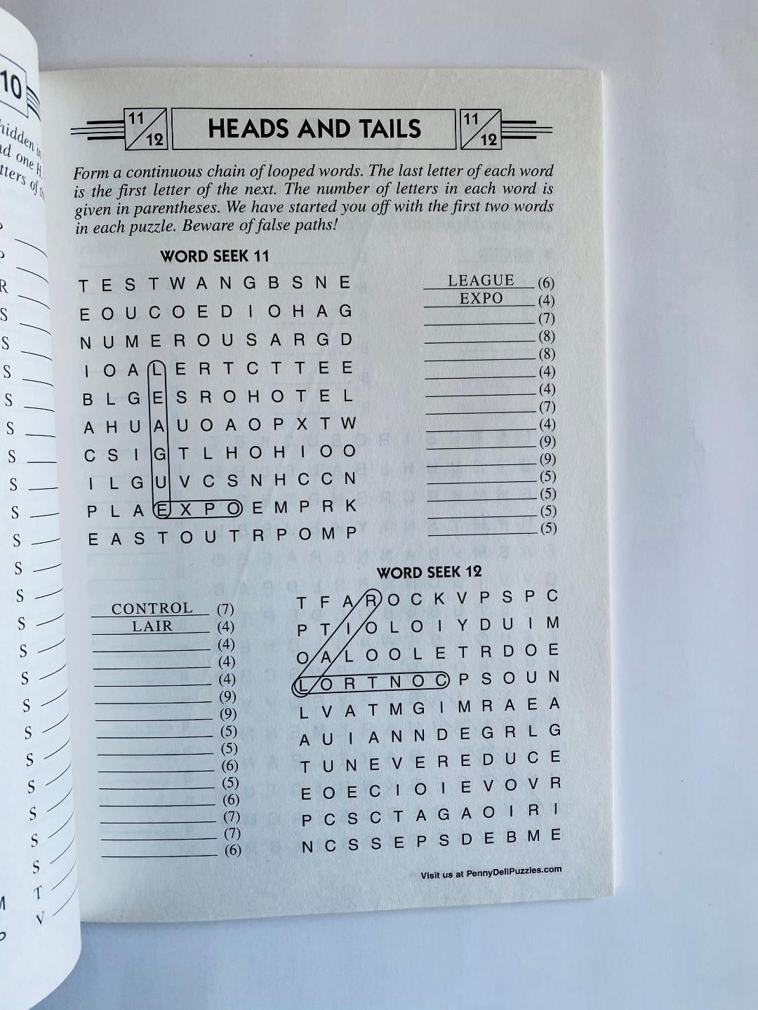 Volumes 116 and 117 of the Missing List Word Search Seek Puzzles from the Penny Press Selected Puzzle Series