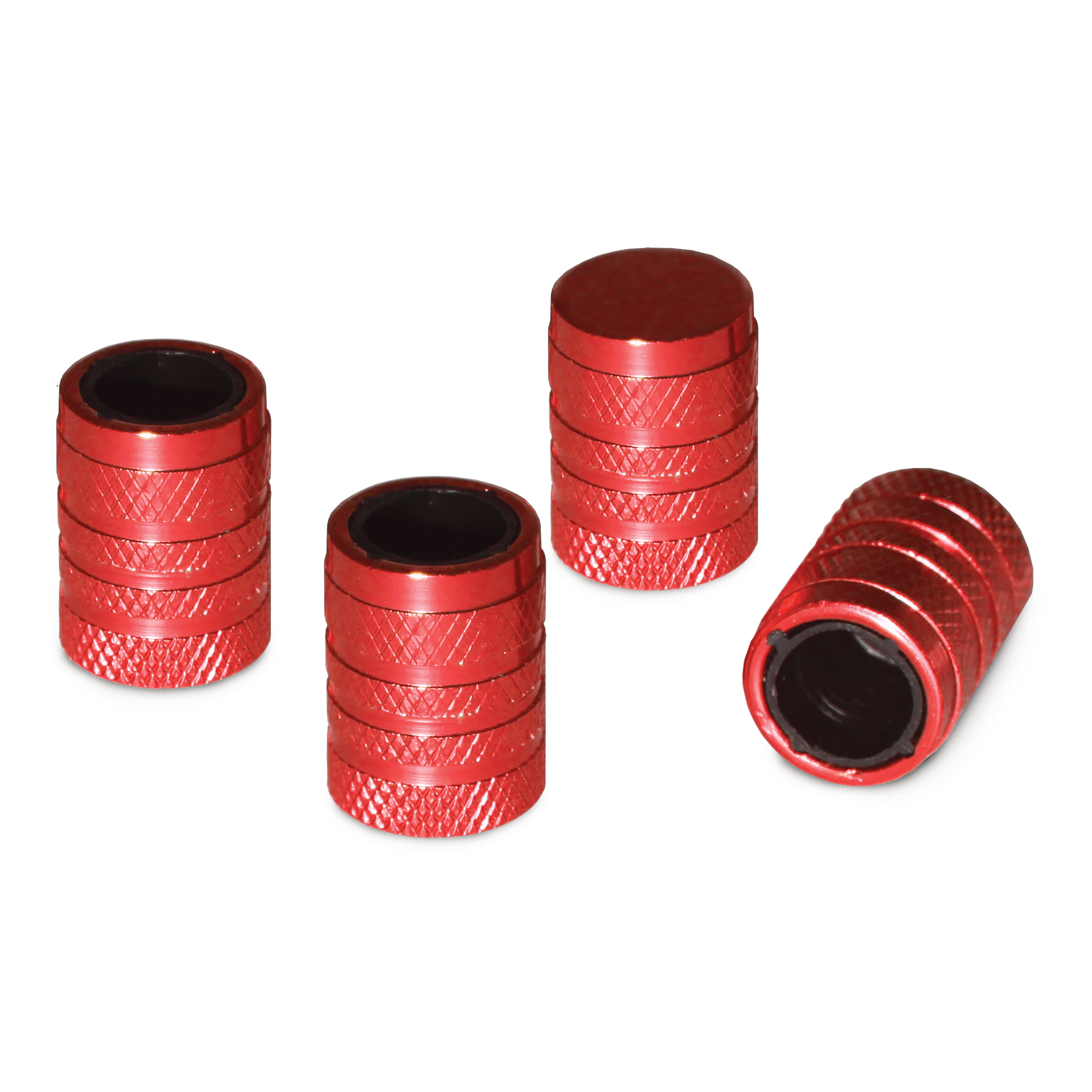 (2 pack) Slime Barrel Tire Valve Caps Ruby Red, Anodized Aluminum - 20338w