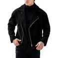 thumbnail image 2 of Mens Wool Blend Jacket Fall Winter Long Sleeve Loose Casual Notch Collar Zip Up Jackets Coat Outerwear with Pockets, 2 of 9