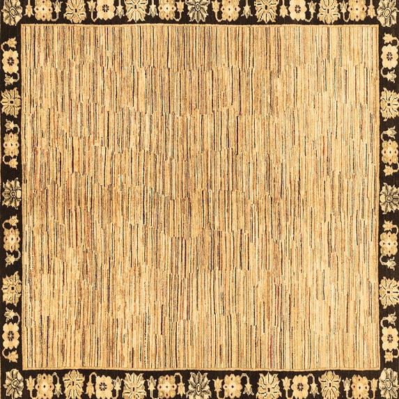 Ahgly Company Indoor Square Abstract Brown Modern Area Rugs, 5' Square