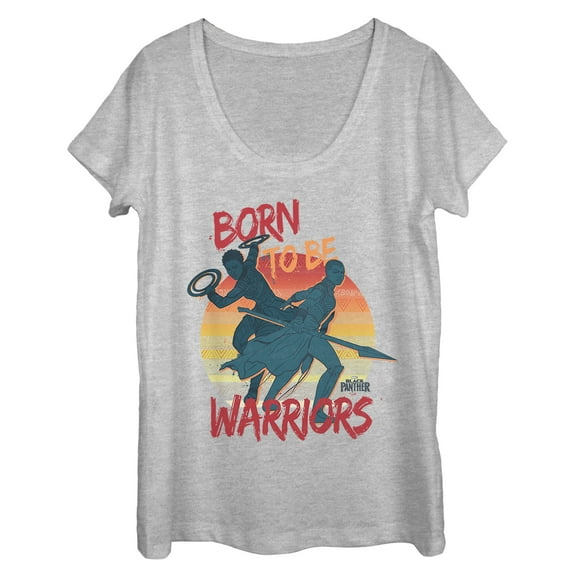 Women's Marvel Black Panther 2018 Born to Be Warriors  Scoop Neck Athletic Heather 2X Large