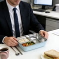 thumbnail image 7 of AZXY Stainless Steel Bento Box, Lunch Bento Box Adult, Airtight Leakproof Divided Bentgo Box, Food Storage Container for Travel Office Daily Dining, 9.45x7.28x2.76in Blue, 7 of 7