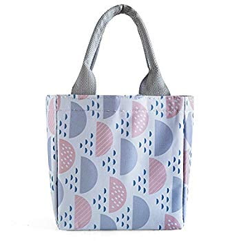 Thermal Lunch Bag Insulated Tote Leakproof Drawstring Bag with Foil Liner for Office, School and Picnic (Gray semicircle)