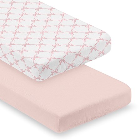 Sweet Jojo Designs Ballerina and Ballet Bows Girl 100% Cotton Muslin Fitted Crib Sheets Set 2 Piece