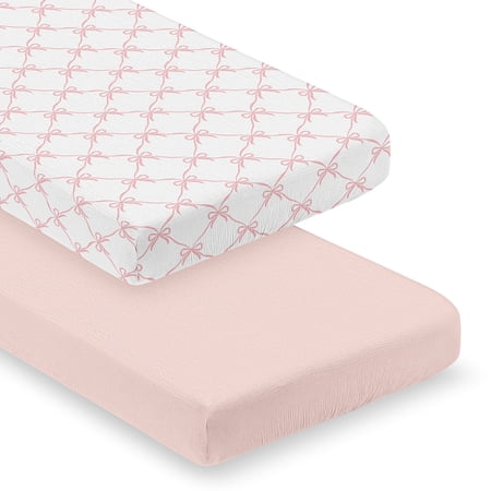 Sweet Jojo Designs Ballerina and Ballet Bows Girl 100% Cotton Muslin Fitted Crib Sheets Set 2 Piece