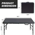 thumbnail image 3 of YUSAZENS Table Pliante Robuste de 4 Pi, Portable en Plastique Réglable Étanche avec Poignée Capacité de 300 Lb Noir, 3 of 6