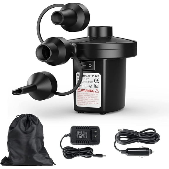 DIGITNOW Electric Air Pump for Inflatables, Portable Quick-Fill with 3 Accessories
