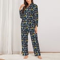 thumbnail image 2 of Honeii Rocket Space print Women's Pajama Sets Long Sleeve Button Down Sleepwear Nightwear Soft Pjs Lounge Sets-Medium, 2 of 7