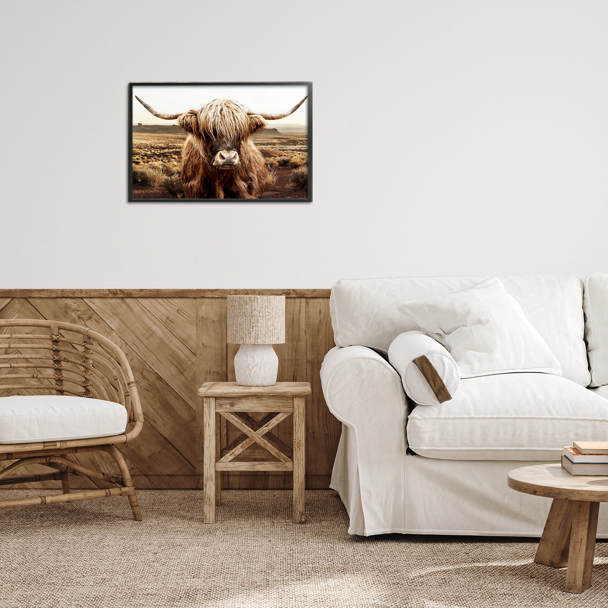 Stupell Industries Rugged Vegetation Cattle Portrait Black Framed Giclee Art, design by CAD Designs