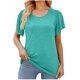 thumbnail image 2 of Fiudx Liquidación de Ahorros de Verano Camiseta Casual de Manga Corta con Cuello Redondo y Volantes de Color Sólido para Mujer, 2 of 7