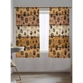 thumbnail image 5 of Sheer Curtains 72 Inches Long, Yellow Brown Semi Sheer Curtains Light Filtering Window Treatment, Farmhouse Dog Paw Vintage Privacy Voile Drapes for Living Room Bedroom 52x72 Inch, 5 of 7