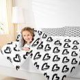 thumbnail image 5 of Homewish Cute Loves Pattern Full Size Comforter Sets,Abstract Graffiti Bedding Comforter Set,White Black Bedding Sets For Girls Kids,Ultra Soft Home Decor Reversible,3-Piece, 5 of 9