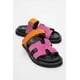 thumbnail image 1 of Morte - Sandalia tipo slide de gamuza naranja y rosa fucsia 24 CM, 1 of 7