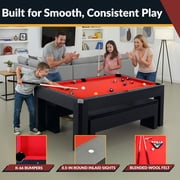 Hathaway Park Avenue 7-Foot Pool Table Tennis Combination with Dining Top, Two Storage Benches, Free Accessories