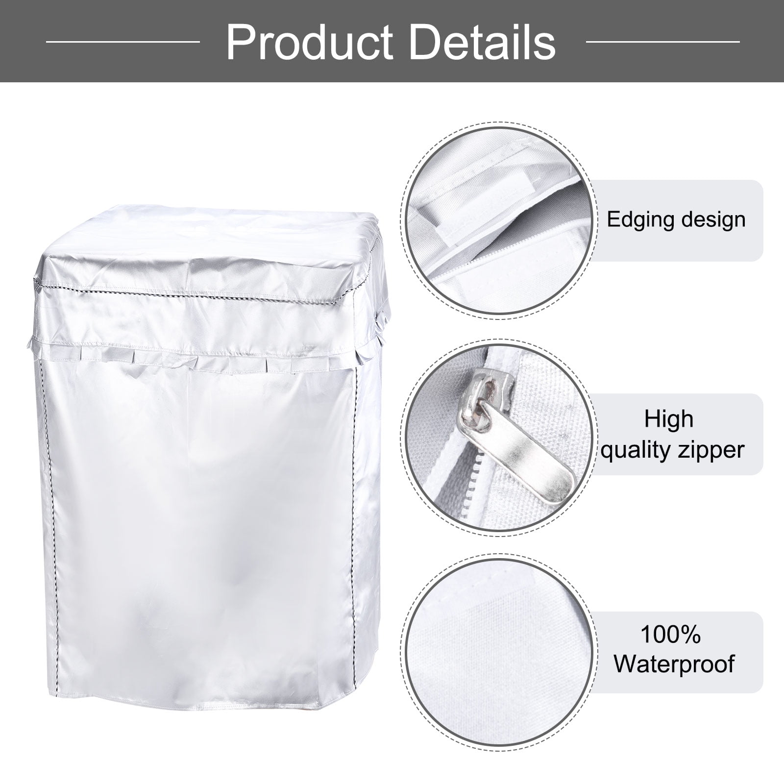 Twin Tub Washing Machine Cover, Portable Washer Cover 30Wx17Dx35H Inch(M Size) Silver Waterproof Cover