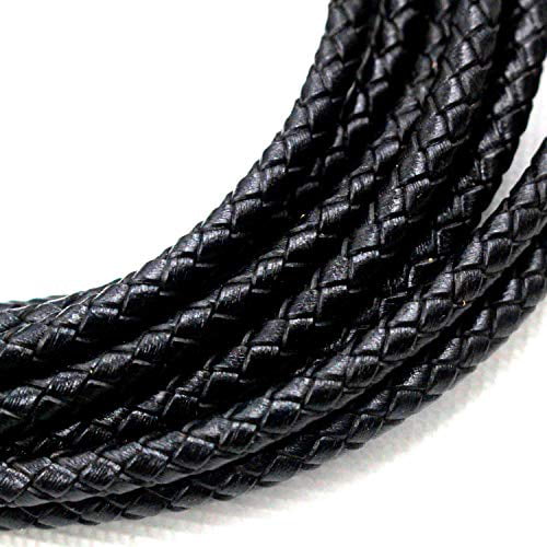 Bolo Braided Leather Cord 4MM Black Red White Colors 10 Meters 