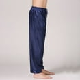 thumbnail image 3 of SWSMCLT Men's Satin Pajama Pants Lightweight Straight Leg Lounge Loose Summer Elastic Waist Sleepwear Long Pj Trousers Blue X-Large, 3 of 4