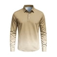 thumbnail image 2 of AKOEE Men's Polo Shirt Long Sleeve Golf Tops Collared Gradient Classic Fit Sport Casual Big & Tall Blouse, Khaki S, 2 of 6