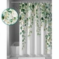 thumbnail image 4 of Eucalyptus Leaves Shower Curtain, 72" x 72", Watercolor Green Leaf Waterproof Bathroom Curtain Washable Shower Curtain Set with 12 Hooks, 4 of 6