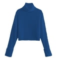 thumbnail image 4 of Chandail Court en Laine à Col Roulé pour Femmes Automne et Hiver Manches Tricotées Couleur Unie, 4 of 4