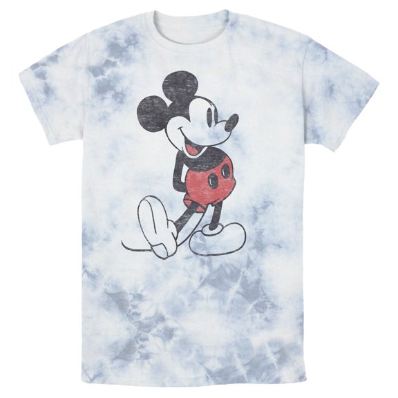 Men's Mickey & Friends Distressed Mickey Mouse Pose Graphic Tee White/Blue 2X Large