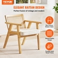 thumbnail image 2 of VEVOR Mid Century Modern Rattan Chair, Upholstered Velvet Accent Chair with Rattan Back, Retro Living Room Chair for Living Room, Bedroom, Reading Room, and Office, Beige, 2 of 9