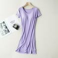 thumbnail image 2 of Women's Nightshirt with Chest Pad, Short Sleeve Nightgown V-Neck Sleepwear Pajama Dress, 2 of 6