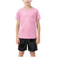 thumbnail image 5 of Karoyedx Boys Activewear Sets Toddler Boys Outfit Sets Summer Casual Short Sleeve Sport Clothing Set Pink Size,5-6 Years, 5 of 5