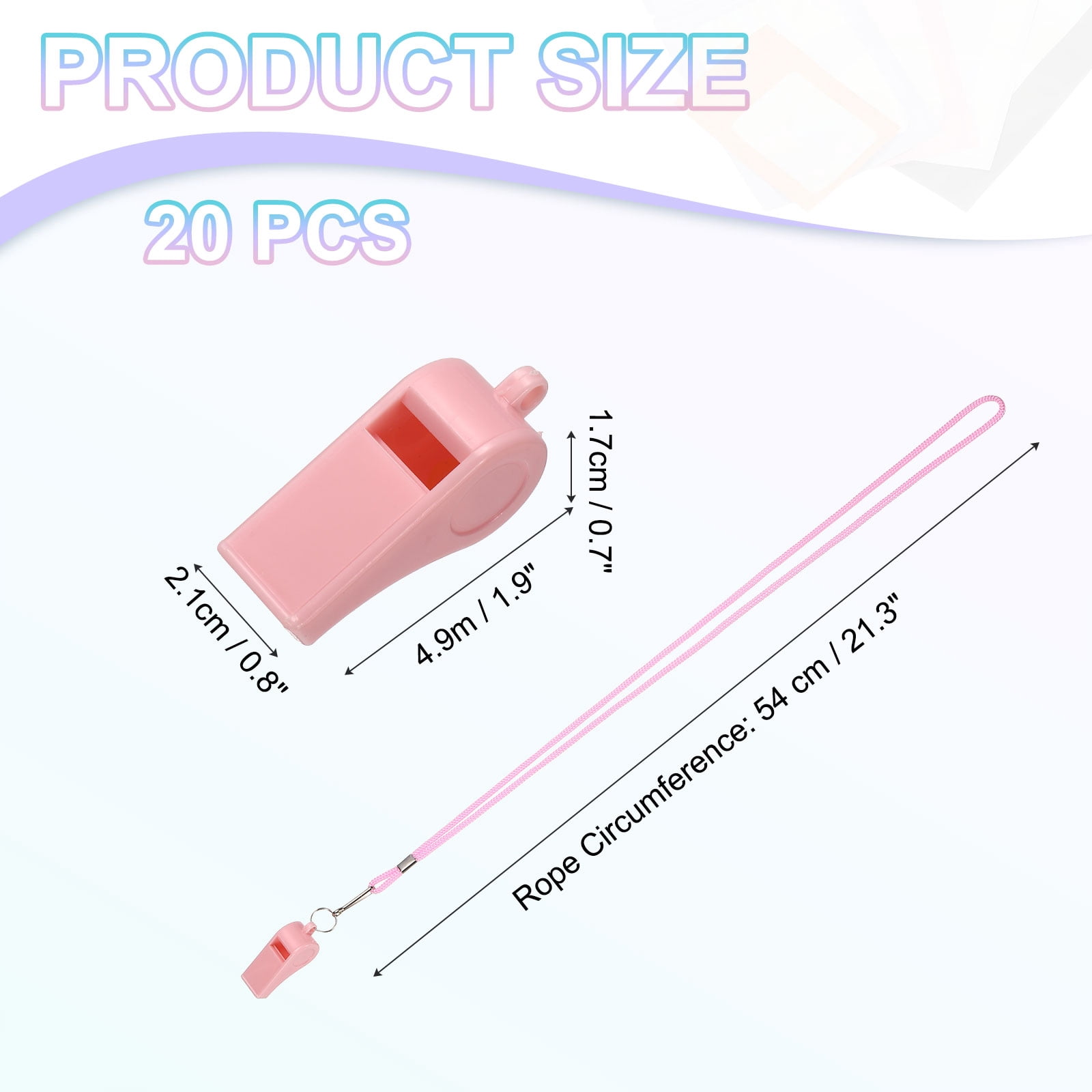 Uxcell Plastic Whistles with Lanyard, Training Sports Gather Whistles Loud Crisp Sound Colorful Bulk Whistle 20 Pcs & Pink -Fitting for (Coaches/Referee/Outsides/Team Events)