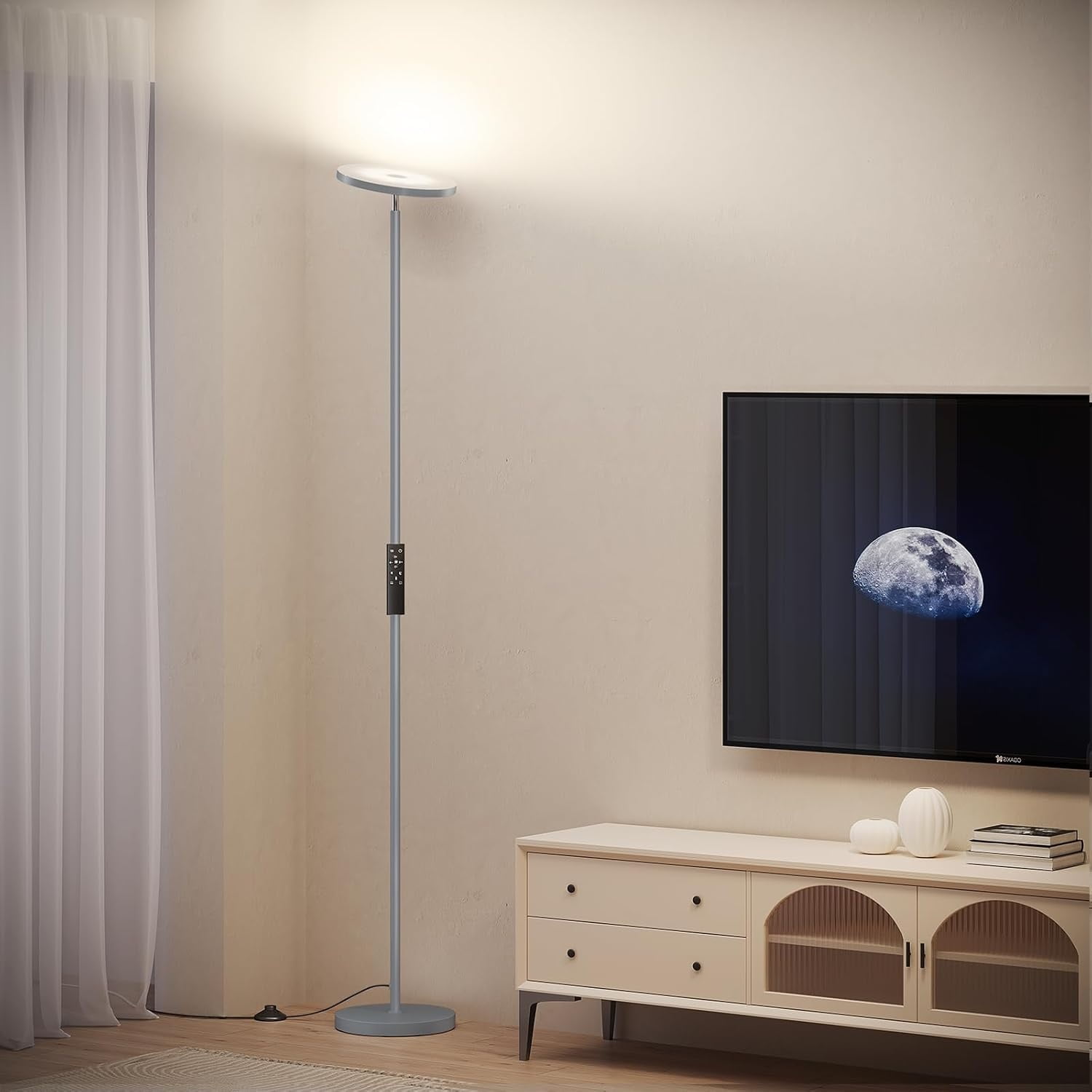 Floor Lamps for Living Room, 32W/3000LM Super Bright LED Floor Lamp with Remote Control, 69" Tall Standing Lamp with Stepless Dimmable, Modern Corner Lamp for Bedroom, Office Grey