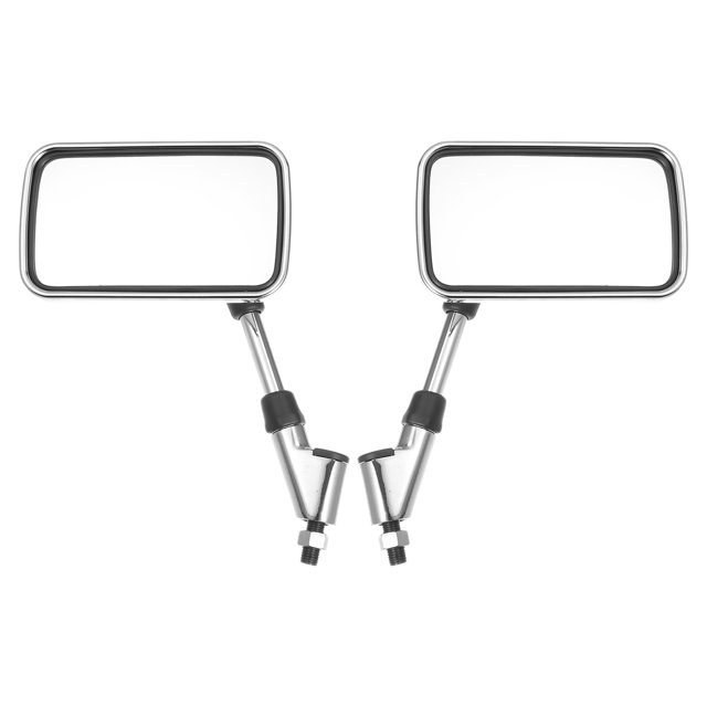 Unique Bargains 1 Pair Universal Rear View Mirrors for Motorcycle Square Shape Mirrors for Handlebar Mount Silver Tone Black